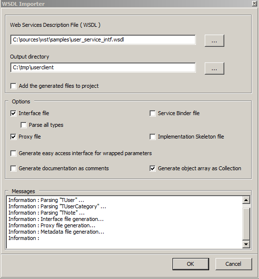 Мастер импорта WSDL в Web Services Toolkit Lazarus.