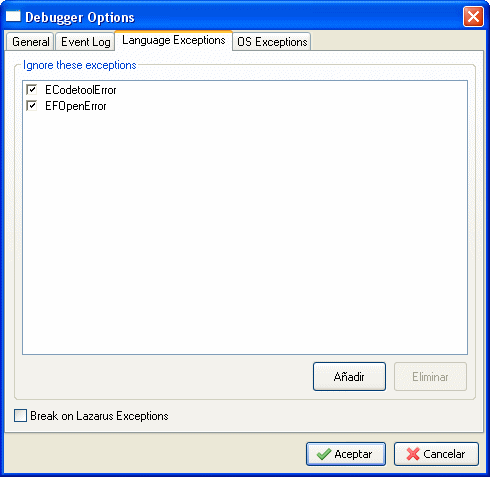 Lazarus IDE Opciones Depurador LangExcept.png